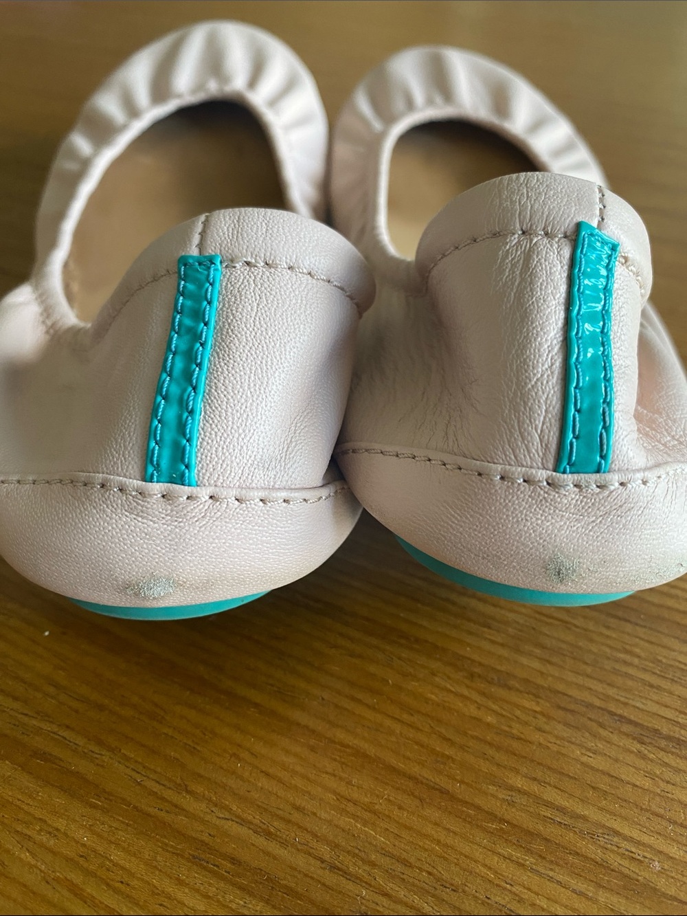 Tieks by Gavrieli Ballerina Pink Ballet Flats Teal Accent and Sole 7 - Picture 5 of 6